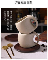 Taza De Café Cerámica Y Taza Retro Para Latte Con Tapete De Madera Y Cucharilla Taza Floral Para Té Y Café Americano - details 6
