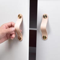 Pomo De Cuero Artificial Y Metal Para Muebles De Niños Estilo Nórdico Pull De Cobre Para Armario De Cocina Y Gabinete Herramienta De Muebles - details 10