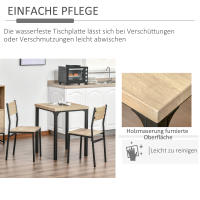 Conjunto de Mesa de Cocina 3 Piezas (1 Mesa + 2 Sillas) -Modern Diseño with Veta de Madera Natural y Detalles en Negro - details 4