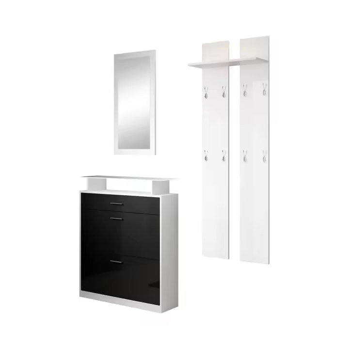 Muebles Bonitos - Conjunto de Recibidor Zapatero, Espejo y Perchero, LED, Más Colores, Modelo Paola - 1