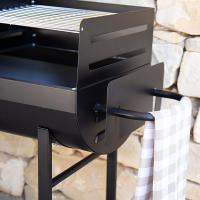 Aktive Barbecue - Barbacoa rectangular de carbón, 97x42x96 cm, estructura de metal, con ruedas, fácil transporte, doble parrilla, regulable, para terrazas, jardín, exterior, depósito cenizas - details 6