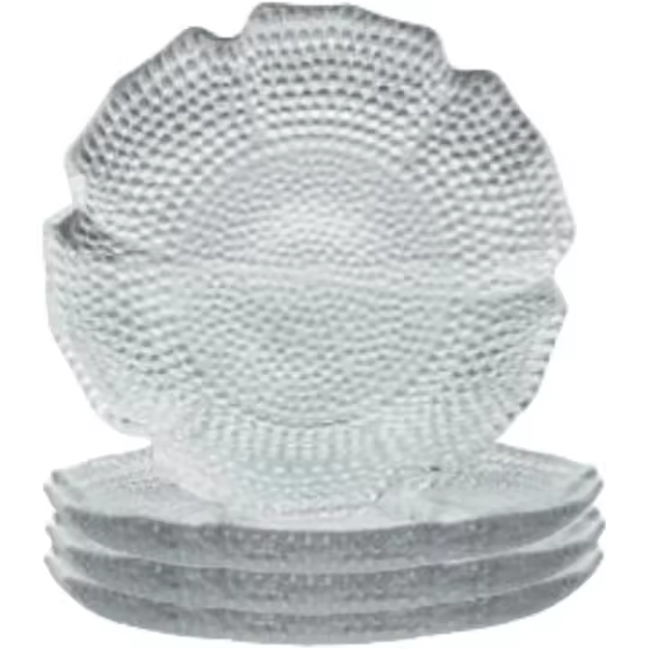 Platos de vidrio para la cena, platos de cristal, platos de postre, vajilla para aperitivos y frutas, decoración de mesa para bodas y festividades, estilo A decorativo de 6 pulgadas - 1