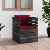 vidaXL Sillón de jardín con cojines madera de pino en color Rojo/Antracita/Taupé y más | acolchados duraderos para sofás de jardín terraza exterior - details 8