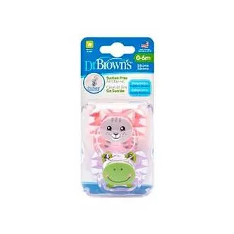 Chupete Dr Browns Prevent Classic Animal Faces T1 0-6 Meses - Niña - 1