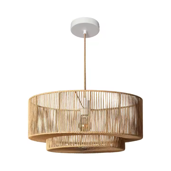 LEDKIA LIGHTING - Lámpara Colgante Papel Trenzado Dicenta | Compatible con Bombillas E27 | Ideal para Decoración Boho-Chic | Resistente y Flexible, Natural, Papel - 1