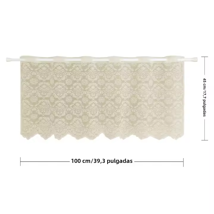 Cortinas Cortas Decorativas Estilo Europeo Retro Pastoral Para Decorar Ventanas Material 100% Poliéster Translúcidas Sin Capa Doble Instalación En Techo - 1