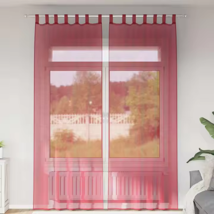 vidaXL Cortinas de gasa con bolsillos para varillas 2 uds. en color Blanco/Rosa/Rosa claro y más | protección solar decorativa para ventanas hogar oficina dormitorio fácil de instalar - 1