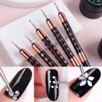Set De 5 Piezas De Pinceles Para Uñas Blanco Doble Final Dotting French Stripe Nail Liner Herramientas De Manicura Para Dibujar Y Pintar Flores - details 5