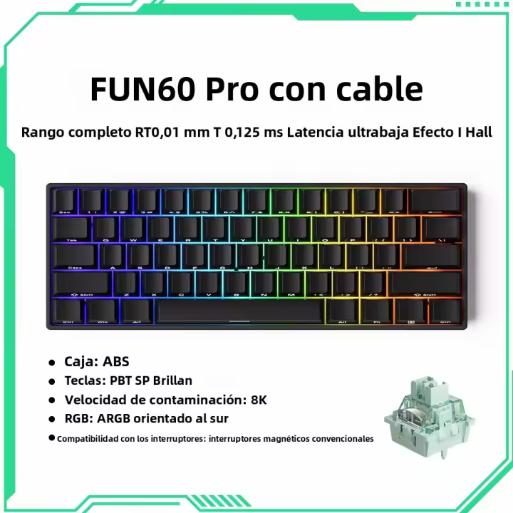 Teclado Mecánico Akko MonsGeek FUN60 Con Interruptores Magnéticos 60% Teclado De Juego Con Disparo Rápido ARGB HE/TMR Personalizable - 1