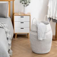 Basto de ropa Grande Basto de ropa a mano Basto de Cuerda de Algodón plegable con ASAS para guardar Ropa, juegos, mantas Gris - details 2