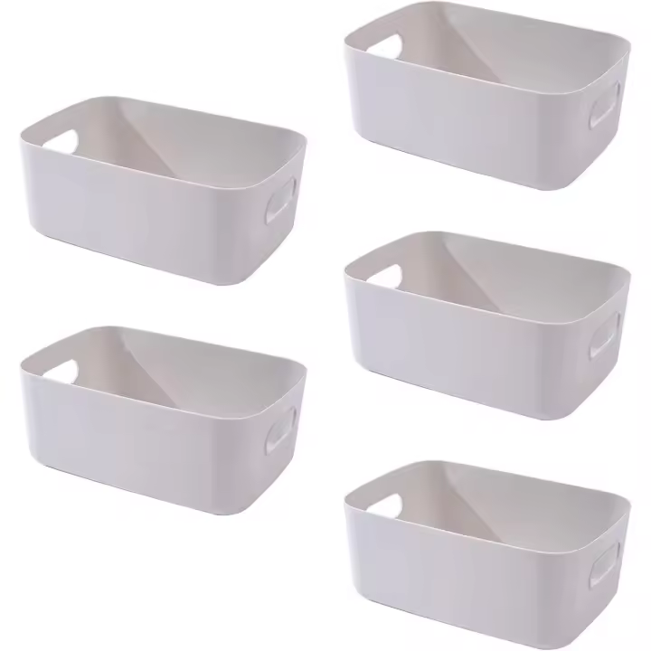 Paquete de 5 Cestas de Almacenamiento Rectangulares con Mango Ideal para Cocina, Armario - 1