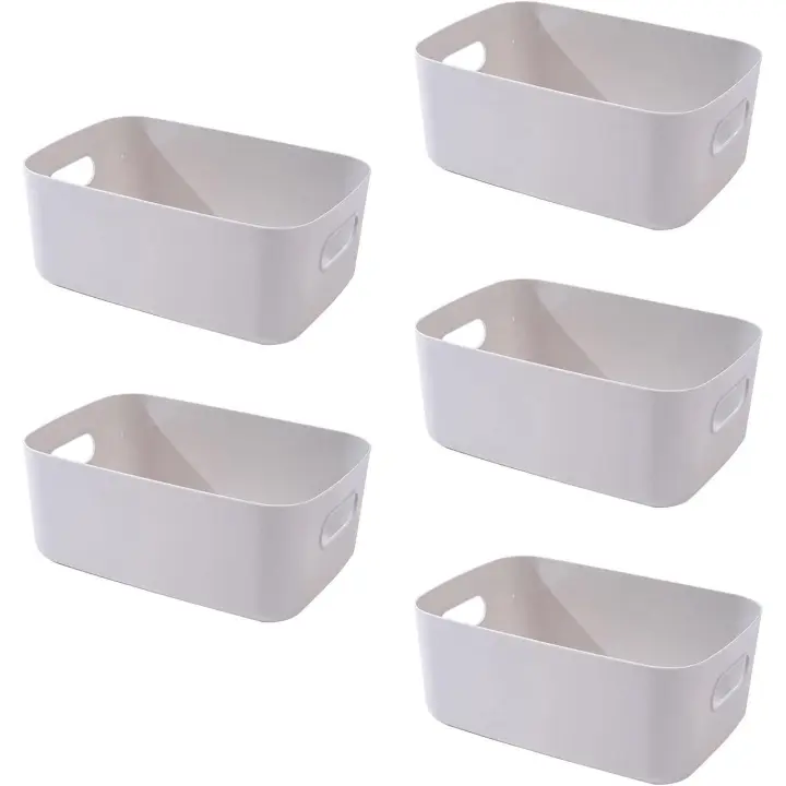 Paquete de 5 Cestas de Almacenamiento Rectangulares con Mango Ideal para Cocina, Armario - 1