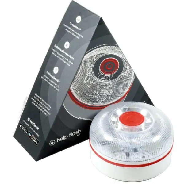 Helpflash Baliza V16 Conectada con Caja Triangular - Dispositivo de Seguridad Vial Inteligente HELP FLASH - 1