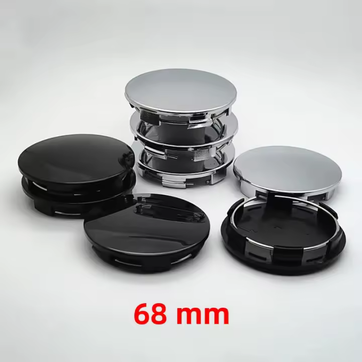 4Pcs 68mm Tapas De Centro De Eje De Rueda Para Coche Universal Negras Y Plateadas ABS De Alta Calidad Y Durabilidad Accesorios Exteriores Para Automóviles - 1