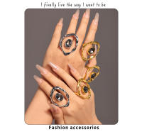 Anillos abiertos grandes de acero inoxidable para mujer, Material de cobre con diamantes de imitación, anillos redondos para dedo, joyería resistente al agua, colgante de plata dorada, anillo giratorio geométrico para dedo, anillo Simple para mujer - details 0