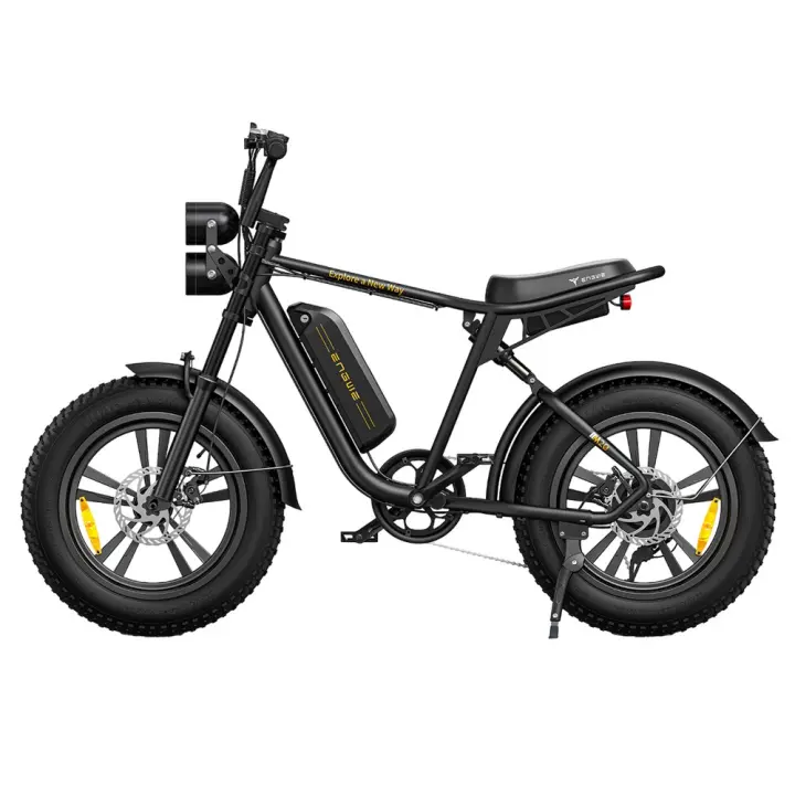 Bicicleta eléctrica ENGWE M20 con neumáticos gordos 20*4.0'', motor sin escobillas 750W, velocidad máxima 45 km/h, batería 48V 13Ah, alcance 75 km, freno disco doble, cambios 7 velocidades Shimano, sistemas de doble amortiguación - Negro - 1