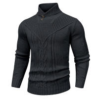 Suéter De Punto Para Hombre Invierno Cuello En V Casual Con Botones Color Sólido Ternura De Lana Suave Estilo Clásico Pullover De Ochenta Y Seis Piezas - details 9