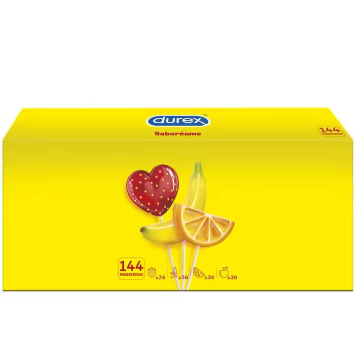 Belover Preservativos Durex Saboréame 144 Unidades - Aromas y Sabores a Frutas - Forma Anatómica Easy-On - 1