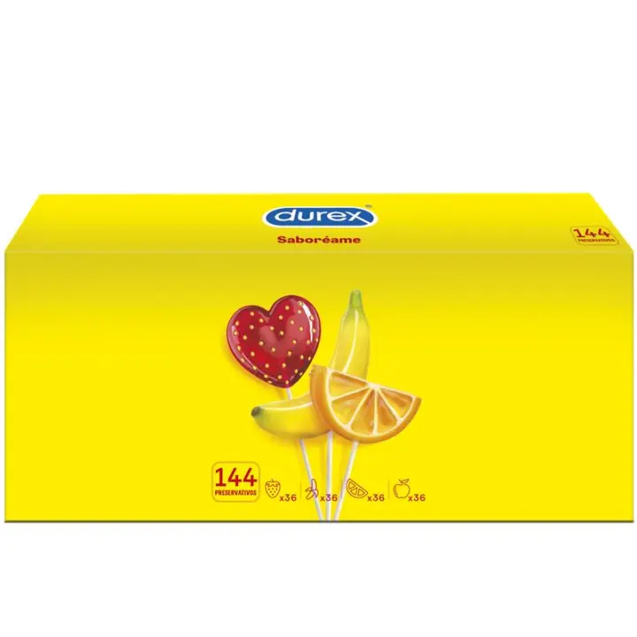Belover Preservativos Durex Saboréame 144 Unidades - Aromas y Sabores a Frutas - Forma Anatómica Easy-On - 1