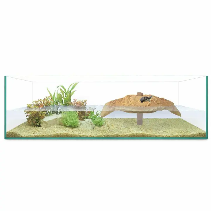 KIT tortuguera ISLA de REPTI SELVA 60  50x30x20 cm Las tortugueras ISLA simplifican su diseño dejando unos marcos completamente limpios fabricadas con silicona translúcida que le da una mayor transparencia y visibilidad, para que el centro de atención sea - 1