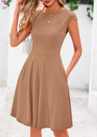 Vestido Sin Mangas De Color Puro Elegante Y Sencillo Para Mujer Vestido De Moda Europea Y Americana 2025 Estilo Office Lady De Cintura Natural Y Longitud De Rodilla - details 10