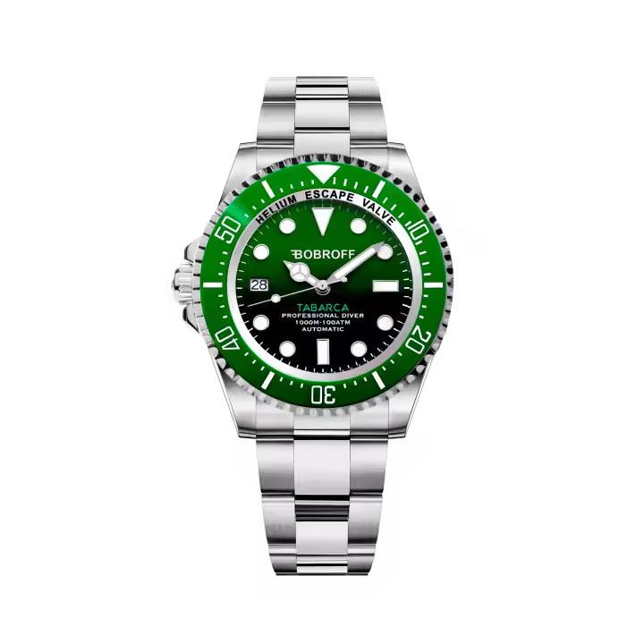 Bobroff Tabarca - Reloj de Hombre automático Diver Profesional de Buceo, 1000 m, Verde, válvula de Helio BF0002ibv - 1