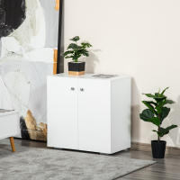 HOMCOM Aparador de Salón con 2 Puertas Armario Auxiliar con 2 Estantes para Libros Ropa Juguetes Estilo Moderno 70x39x70 cm - details 1