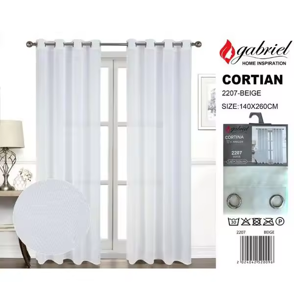 CORTINA SEMITRANSPARENTE 140X260CM CON 8 ANILLAS - 1
