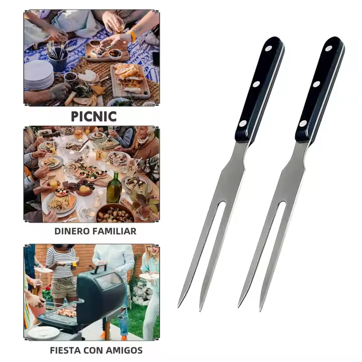 2 Pcs Palillo De Carving De 10 Pulgadas En Acero Inoxidable Para Barbacoa Herramientas De Cocina Resistentes Al Calor Fácil De Limpiar Para Servir Y Hornear - 1
