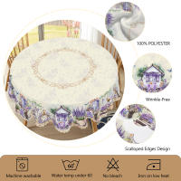 Mantel Redondo De Lino De Lavanda Con Estampado De Gato Lindo 5 Tamaños Disponibles Decoración Elegante Para Mesa Del Jardín Y Cocina Para Uso Diario En Casa Y Terraza Decoración De Primavera Y Verano - details 4