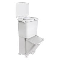 Papelera de reciclaje de clasificación selectiva con pedal, ruedas y asa de doble compartimentos de 38L (24L + 14L) o 42L (24L + 4L + 14L) - details 0