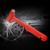Martillo De Seguridad Para Coche 2 En 1 Mini Cuchillo Cortador De Cinturón De Seguridad Rojo Plástico Y Metal Para Emergencias - details 0