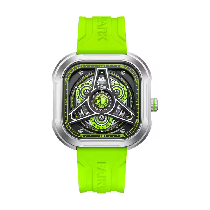 Reloj De Cuarzo Para Hombre Mark Fairwhale 5740 Resistente Al Agua Deportivo Al Aire Libre Estilo Casual Cuadrado Material De Correa De Silicona Y Caja De Acero Inoxidable - 1