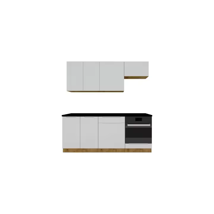 Muebles Cocina completa 200 cms color Gris Claro con modulo Horno ref-42a - 1