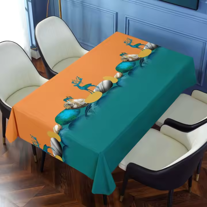 Mantel doméstico impermeable y resistente al aceite, mesa de centro rectangular, mantel, mantel de comedor, verde, 140x140cm - 1