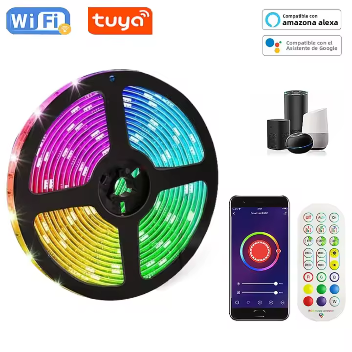 Tira De Luces LED USB Tuya Control WIFI RGB Luz Flexible Alambre De Luces 5V Para TV Decoración De Habitación Compatible Con Alexa - 1