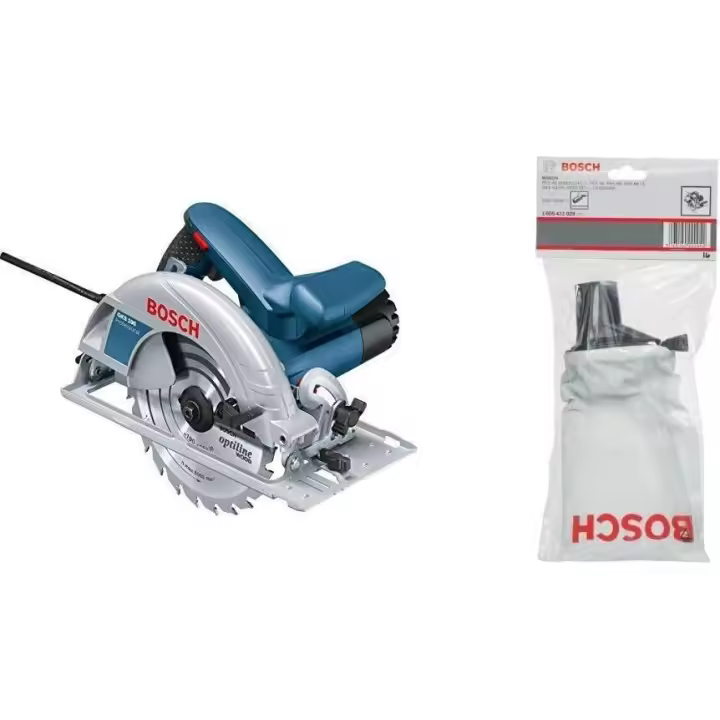 Bosch Professional GKS 190 - Sierra circular, 1400 W, disco 190 mm, en caja + Bosch 1 605 411 029 - Saco para polvo - 1