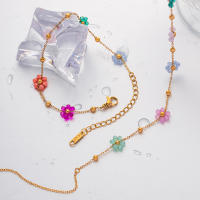 Pulsera De Cadena De Metal Con Pequeñas Flores De 5 Colores Uworld Para Mujer Resistente Al Agua Joyería Brillante Y Elegante - details 2