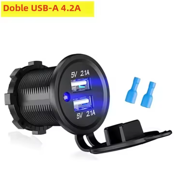 Cargador De Coche Universal LED USB Tipo-C PD Con Enchufe De Poder Para Motocicleta Moto Camión ATV Barco 30W Carga Rápida - 1