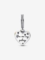 Pandora - Charm Doble Colgante de Estrella Fugaz con Corazones-Plata de Legislación, Baño de Oro de 14 K - details 0