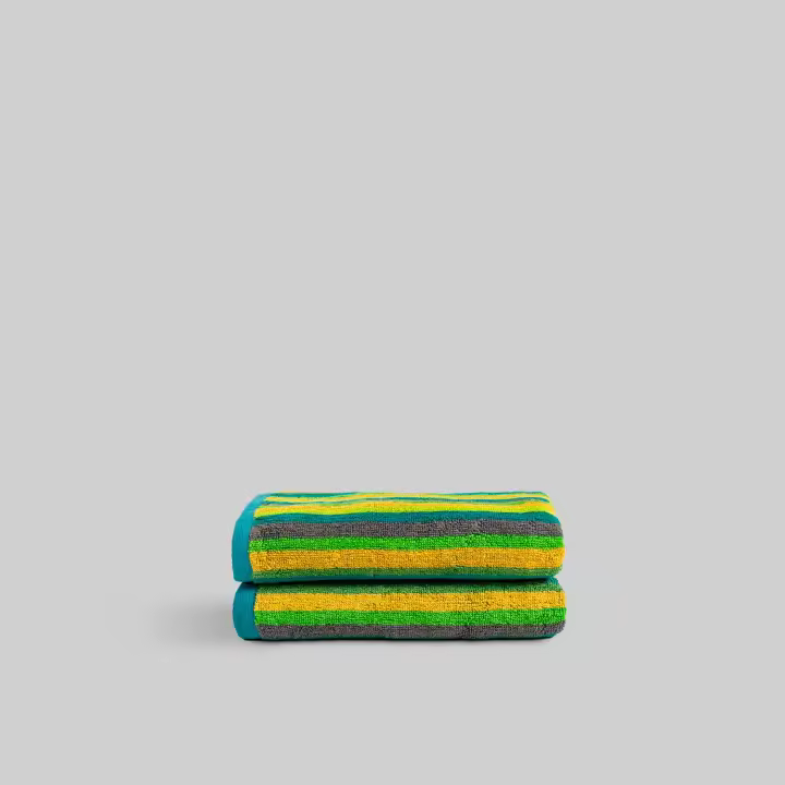 Toalla Vintage Rayas Verde / Amarillo - Pack 2 unid - 1