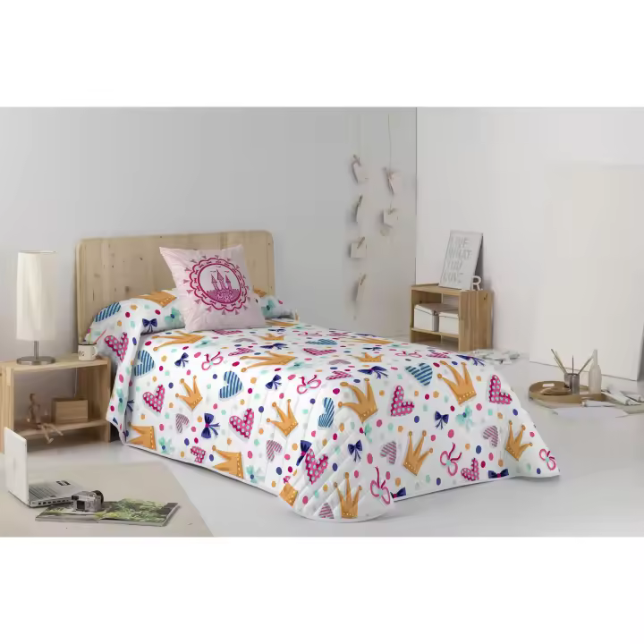COLCHA BOUTI REVERSIBLE INFANTIL 100% ALGODÓN MARGOT COOL KIDS FABRICADO EN ESPAÑA - 1