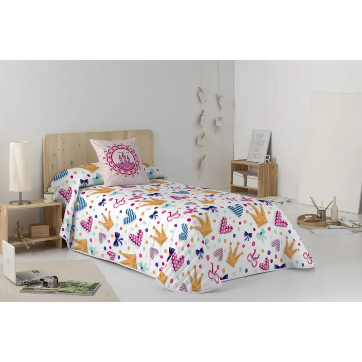 COLCHA BOUTI REVERSIBLE INFANTIL 100% ALGODÓN MARGOT COOL KIDS FABRICADO EN ESPAÑA - 1