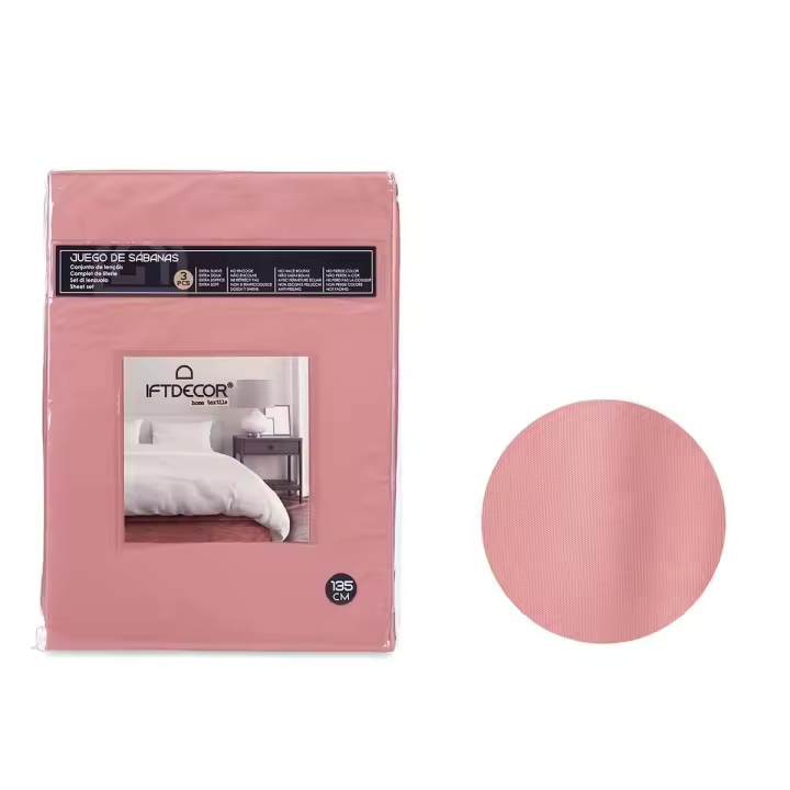 Juego de Sábanas Rosa Cama de 135 3 Piezas - 1