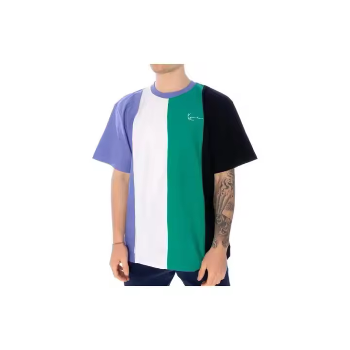 Camiseta KARL KANI 6038520 KK Chest Signature OS striped tee purple/black/green - 1