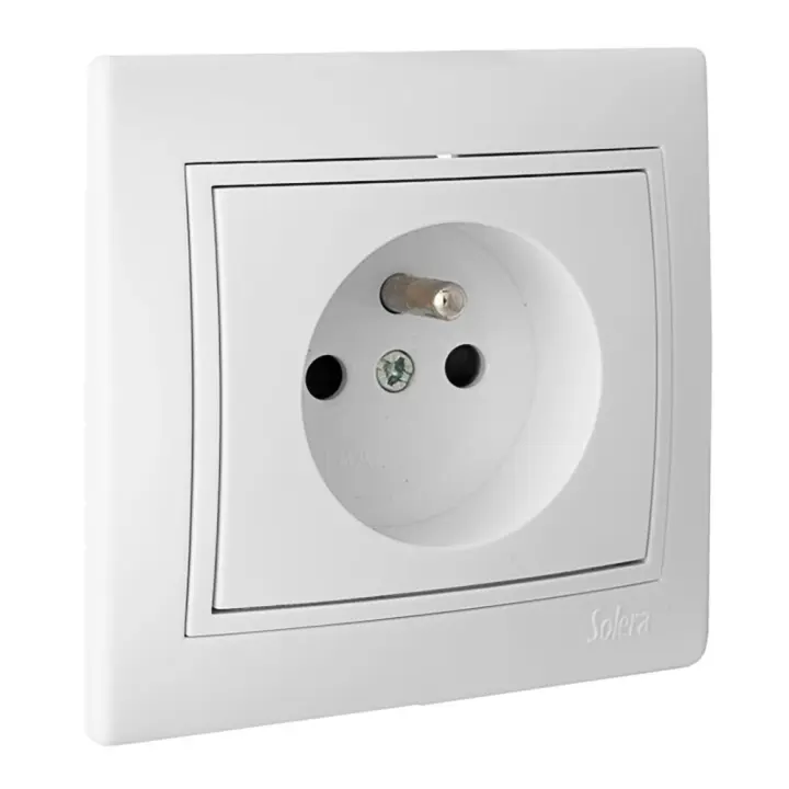 Base Bipolar 16A 250V Con TT Francesa 83x81x10mm Blanco Solera - 1