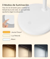 Aigostar lámpara escritorio LED, flexo de escritorio plegable, 3 modos, 5 niveles de brillo, puerto tipo C, con 100cm cable, función de memoria, flexible ajustable, control táctil, blanco - details 2
