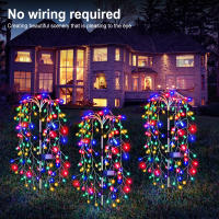 Luces De Árbol De Sauce Solar Para Exterior Con 200 LED 8 Modos De Iluminación IP65 Impermeables Para Jardín Terraza Camino Decoración Navideña - details 7