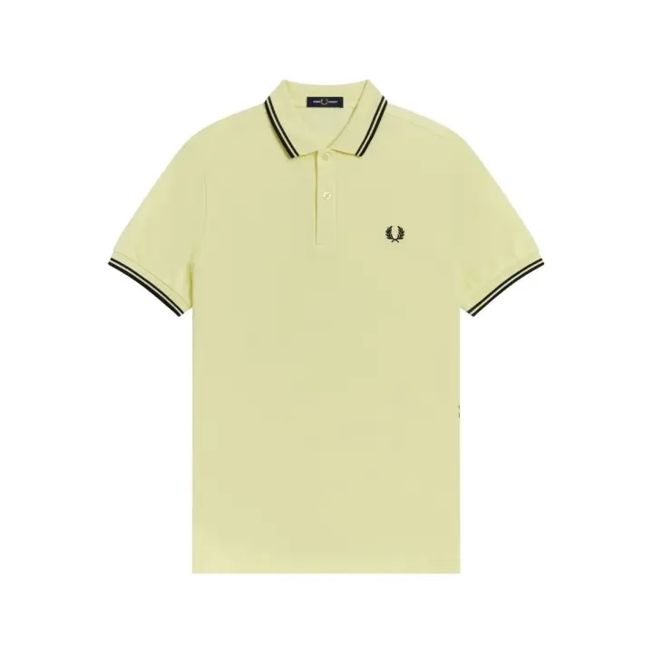 Fred Perry Slim Fit Twin Tipped Polo Wax Yellow Navy Black - 1