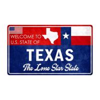 Placa De Metal Antiguo Con Bandera Estadounidense Texas Florida Utah Decoración Para Coche Novedosa Y Rectangular - details 8